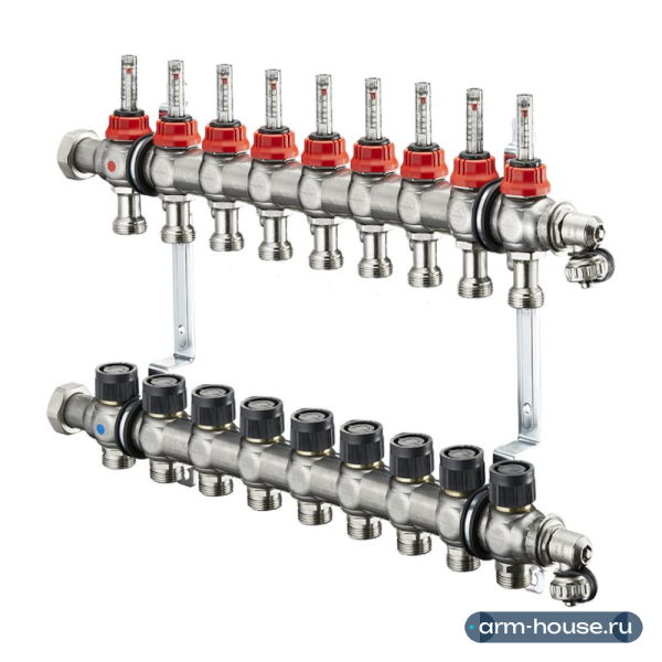 Коллектор Oventrop Multidis SF 1" арт. 1404359(1405359) (9 контуров) с расходомерами для теплого пола