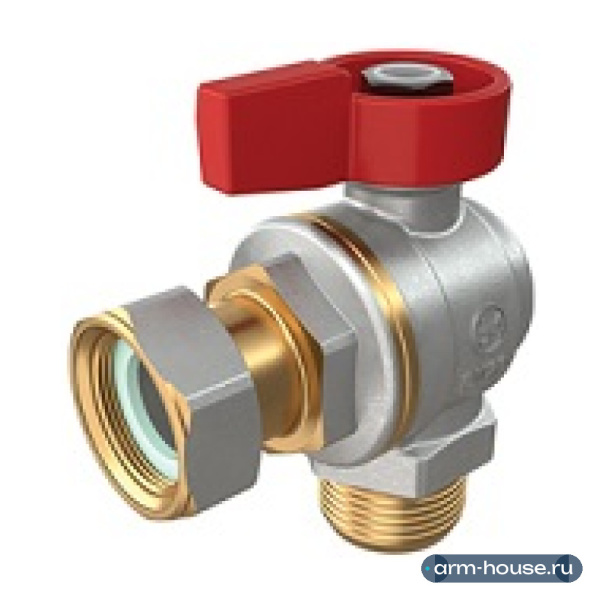 Кран Giacomini шаровой 1/2"M x 1/2"гайка, угловой c нар. резьбой для котлов и счетчиков