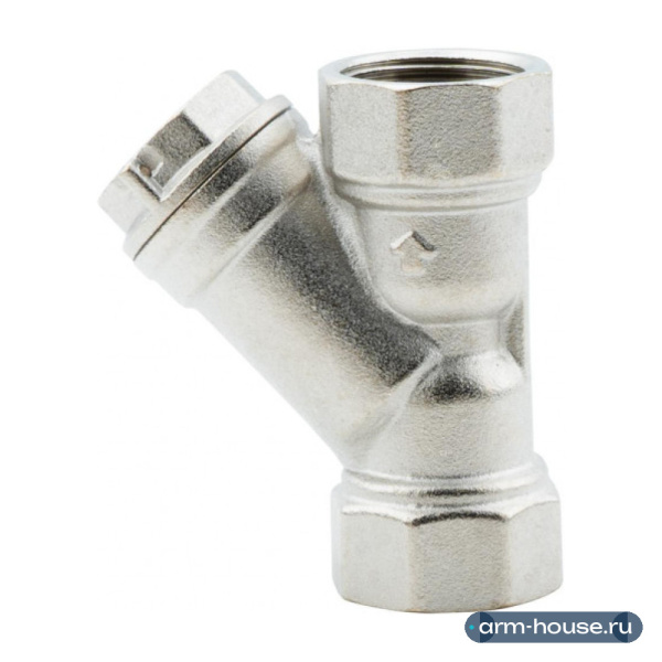 Фильтр косой 1/2" ВР-ВР, сетчатый, латунный, никелированный