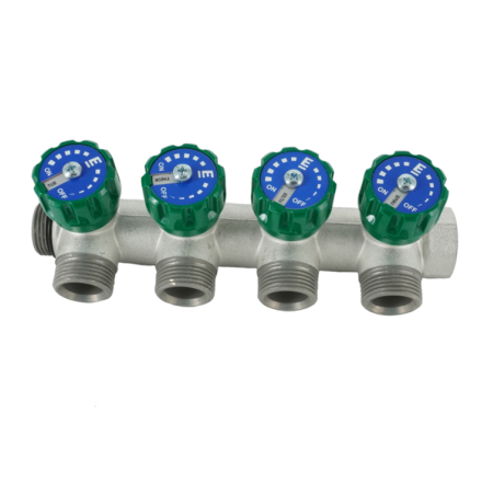 Коллектор модульный ELSEN 3/4"х3/4" EK, 4 контура, с вентилями 90°, латунь TIN