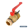 Кран шаровой, Oventrop, Optiflex KFE, DN-25, 1", Н, ручка-с ограничителем, латунь, со штуцером для шланга (мягкое уплотнение) и колпачком