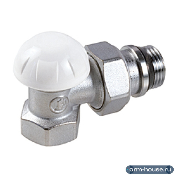 Клапан отсечной угловой Giacomini, 1/2" x 1/2", латунь хромированная, отвод с герметичной прокладкой