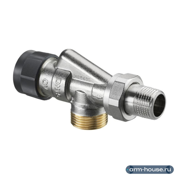 Вентиль термостатический осевой Oventrop Серия A, 3/4" x 1/2" Н ЕК-Н (DN 15), латунь никелированная