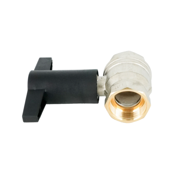 Кран шаровой, Oventrop, Optibal, полнопроходной, DN-32, 1 1/4", ВВ, PN, бар-16, ручка-пластмассовая, удлинённая антрацит, латунь, никелированный