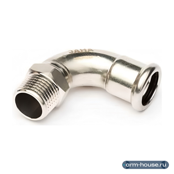 Отвод 90° переходной SANHA NiroPress, Dn 42 x 1 1/2" (НР), нержавеющая сталь AISI 316L, ВПр-НР