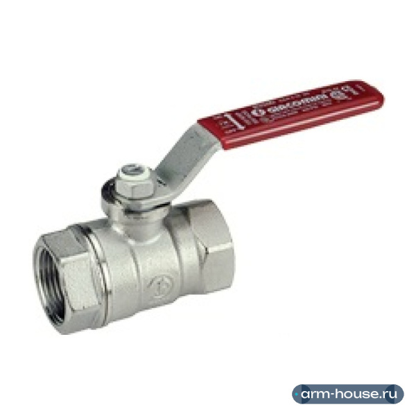 Кран шаровой, Giacomini, R250D, стандартный проход, 1 1/2", ВВ, ручка-рычаг красный, латунь, хромированный, арт. R250X007