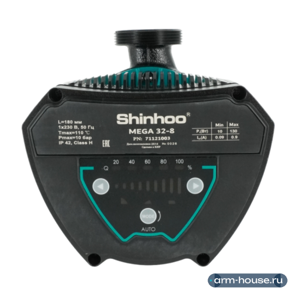 Насос циркуляционный SHINHOO BASIC 25-6S N 180 1x230V c проточной частью из нержавеющей стали