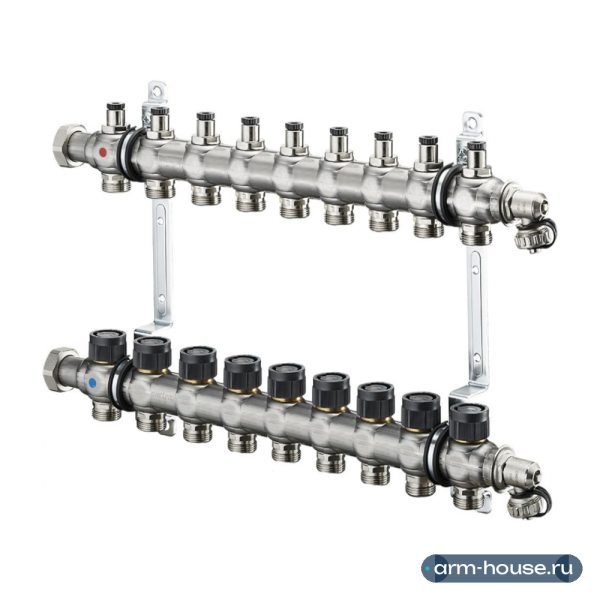 Коллектор Oventrop Multidis SF 1" 9хG 3/4 арт. 1404559(1406559) (девять контуров) с вентильными вставками