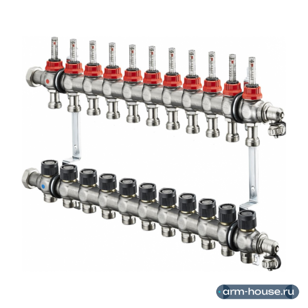 Коллектор Oventrop Multidis SF 1" арт. 1404361(1405361) (11 контуров) с расходомерами для теплого пола