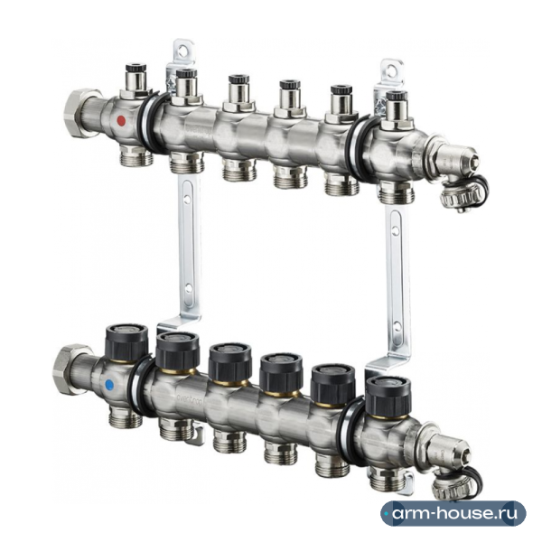 Коллектор Oventrop Multidis SF 1" 6хG 3/4 арт. 1406556(1404556) (шесть контуров) с вентильными вставками