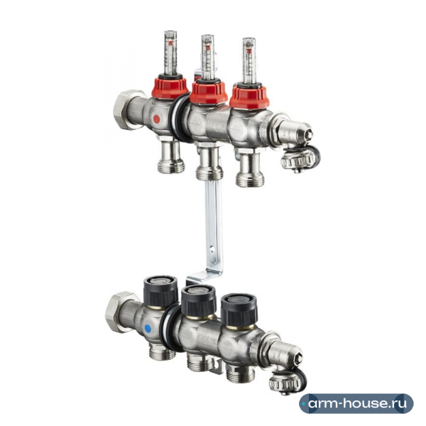 Коллектор Oventrop Multidis SF 1" арт. 1404353 (1405353) (3 контура) с расходомерами для теплого пола