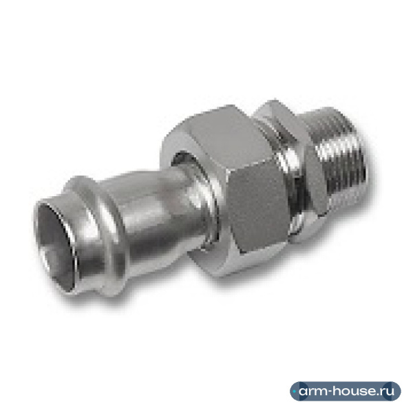 Соединение резьбовое разъемное SANHA 9333GMVA, 28 x 1" (НР), нержавеющая сталь, плоское уплотнение