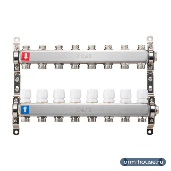 Коллектор Alato 1" x 3/4" x 8-вых для радиаторного отопления (нерж. сталь) 0302-0008
